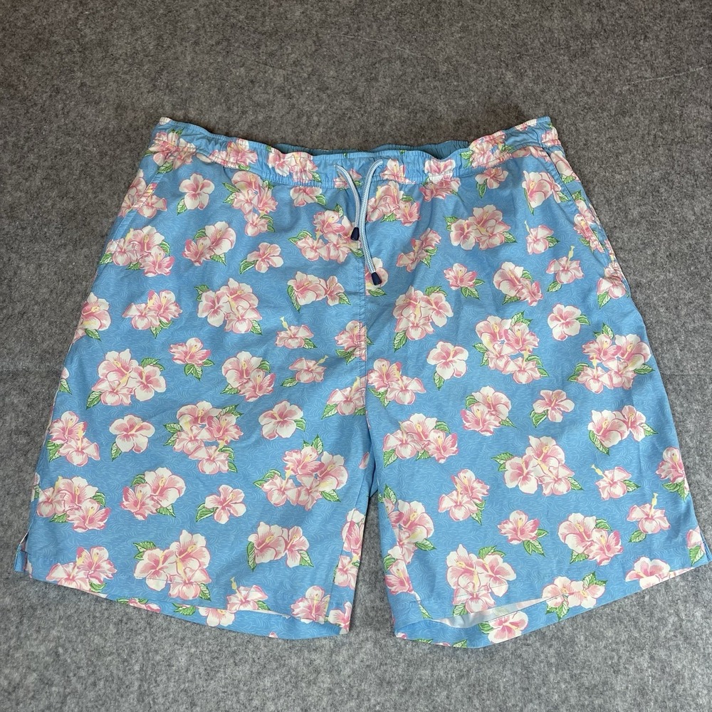 Peter Millar Seaside Collection Floral AOP Mesh Lined 8" Swim‎ Trunks Men's XXL